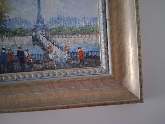 Image 1 of CAROLINE C. BURNETT | Figure/Torre Eiffel/Parigi | Dipinto originale ad olio su cartone