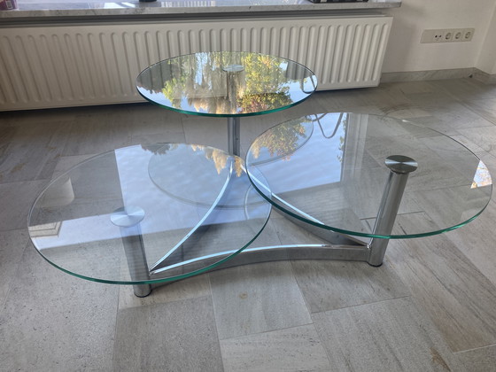 Image 1 of 1980er Glas-Couchtisch mit 3 Glasplatten