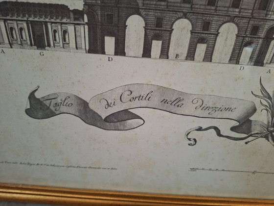 Image 1 of Grabado antiguo del Palacio Real de Caserta, panel X Vanvitelli, década de 1950, 69 x 50 cm.