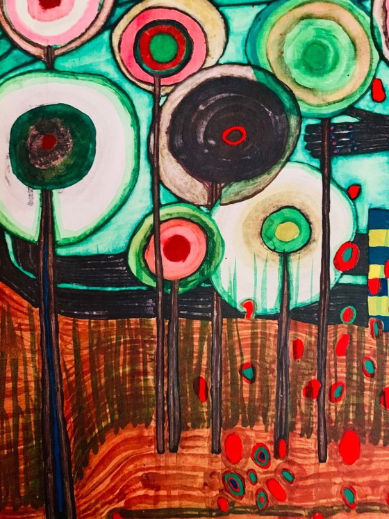 Image 1 of Friedensreich Hundertwasser: "Schwarzes Mädchen - Entdeckung in den Blauen Bergen des Königreichs der Toros, 1976.