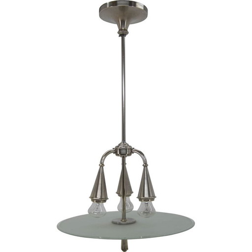 Lustre vintage nickelé Art Déco, 1920