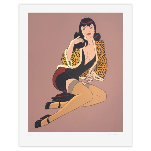 Philippe BERTHET Pin-up léopard Serigrafia firmata 2008