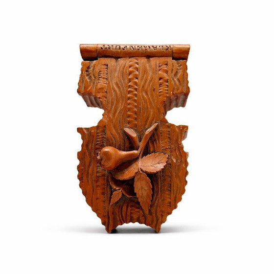 Image 1 of Antique travel pocket watch stand | Klagenfurt circa 1900 | Hand-carved wood & velvet