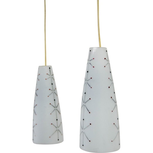 Lampe suspendue en verre du milieu du siècle, Tchécoslovaquie, années 1950