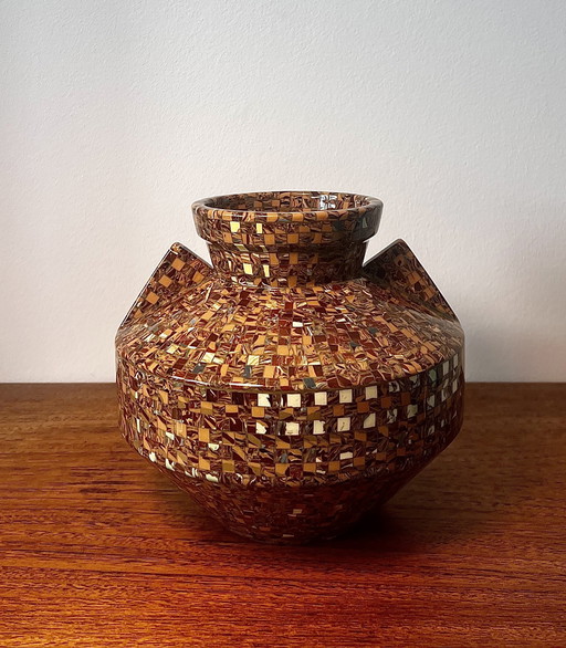 Jean Gerbino Vallauris ceramic vase – mosaic technique – signed