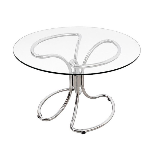 Mesa de cristal, diseño italiano, década de 1970, fabricada por Gastone Rinaldi.