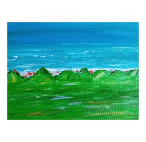 Painting landscape on the coast