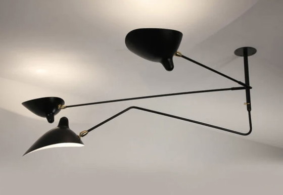 Image 1 of Serge Mouille ceiling lamp, 3 arms, 1 curved