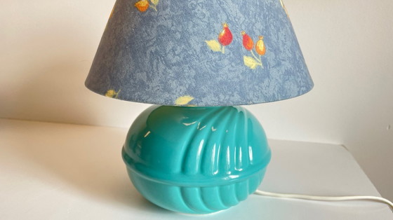 Image 1 of Lampada a sfera in ceramica blu oceano vintage