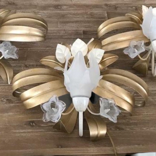 Set of 3 vintage Murano wall lamps