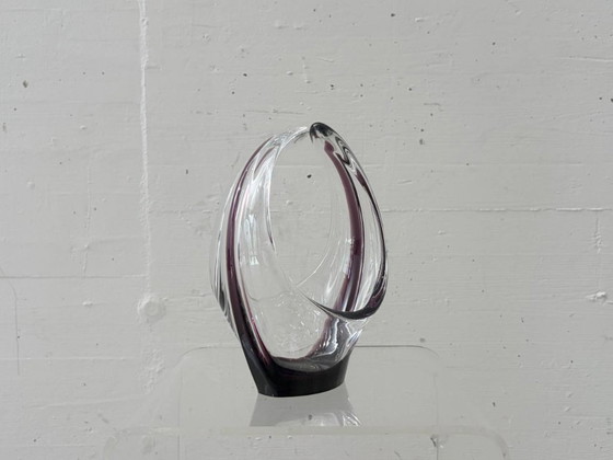 Image 1 of Crystal glass bowl with violet overlay, 1970s