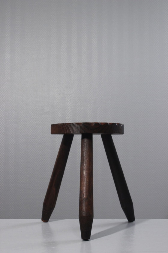 Image 1 of Vintage tripod milking stool popular Brutalist design France 1950s