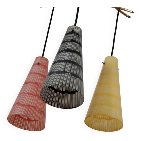 Lampada a sospensione da soffitto vintage colorata anni '60 '70 MCM – Lampadari, Vetro, Ottone (photo 2 of 14)