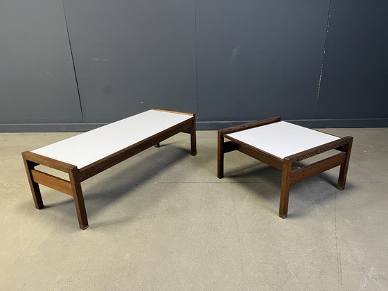 Image 1 of Ensemble de table basse belge en wengé par Beaufort, années 1960