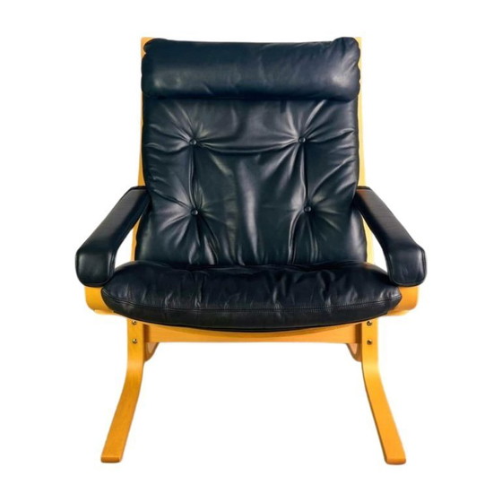 Image 1 of Sillón Siesta Westnofa de Ingmar Relling, de cuero negro, de mediados de siglo.