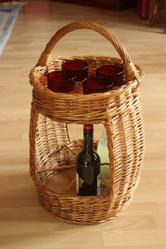 Image 1 of Flaschenkorb Hoch Geflochten - Handarbeit - Weide/Holz