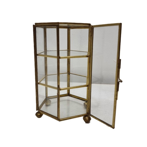 Vitrine en verre Hollywood Regency Pentagone