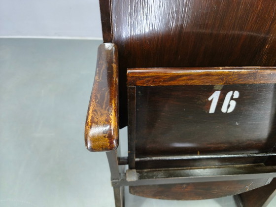 Image 1 of 1940s Thonet Cinema Double Seat, Beech Wood Theater Bench