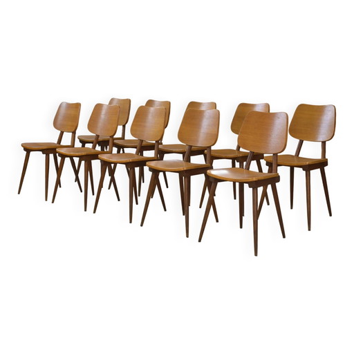 Set di 10 sedie in rovere degli anni '60.