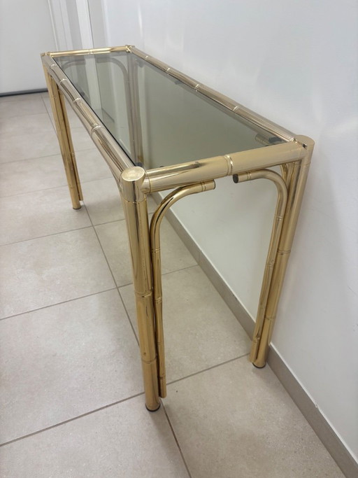 Vintage brass faux bamboo side table