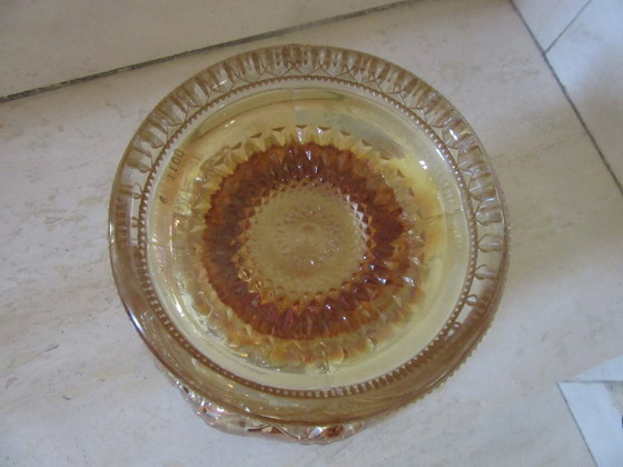 Carnival Cuenco de cristal iridiscente con borde ondulado, Vidrio, Naranja, Vintage (foto 10 de 10)