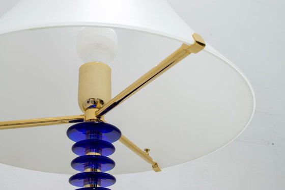 Image 1 of Auras Italian Brass and "Incamiciato" Murano Glass Ground Lamp, 1989