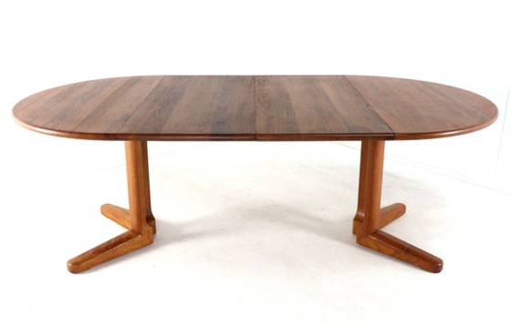 Image 1 of Deense ronde 2x verlengbare eettafel gerestaureerd vintage teak
