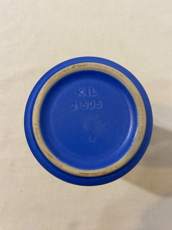 Keramieken vaas met oranje druipglazuur, KIL Liboje, Vazen, Blauw, Vintage (foto 7 van 7)