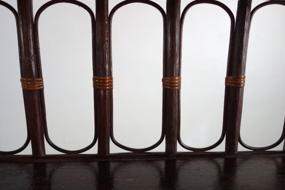 Vintage rotan en bamboe Boekenkast met 5 planken, Boekenkasten, Bruin (foto 10 van 13)