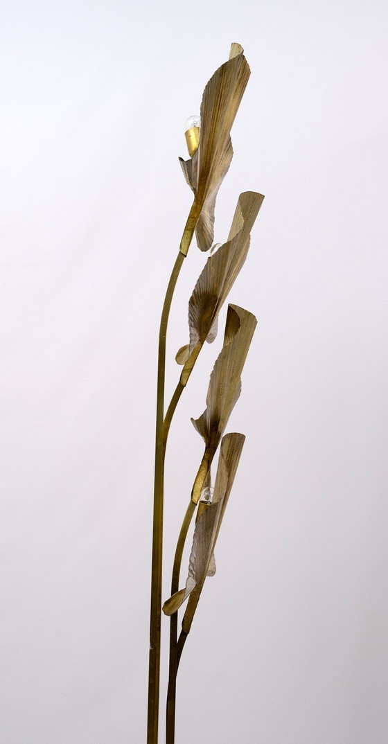 Image 1 of Tommaso Barbi Mid-Century Modern Italian Brass Floor Lamp "Ginkgo", 1970s