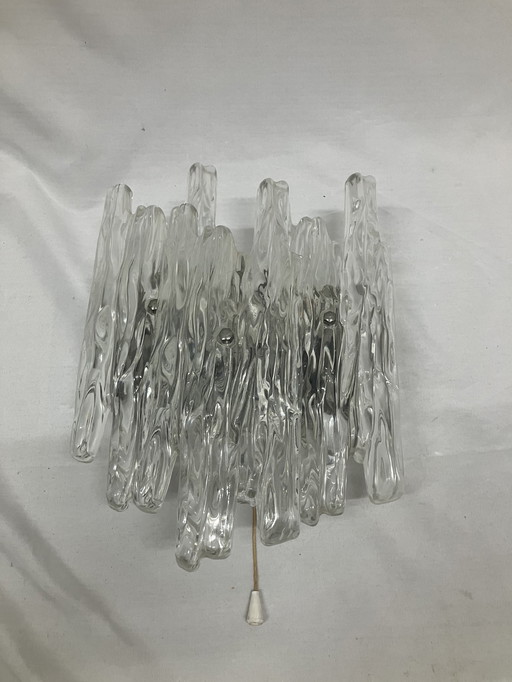 Lámpara de pared vintage estilo J.T. Kalmar, cristal de hielo o escarcha.