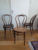 Ensemble de 3 chaises viennoises anciennes en bois courbé – vers 1900 – J. & J. Kohn