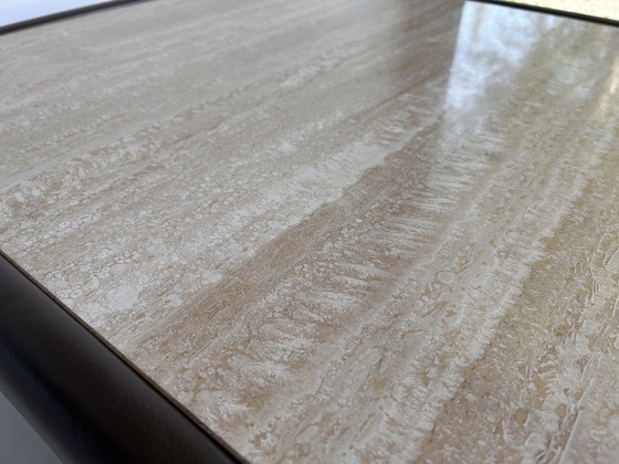 Image 1 of Travertine leather coffee table