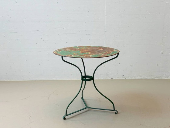 Image 1 of Green French gueridon metal garden table, 1950s
