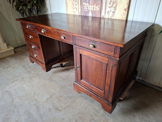 Image 1 of Classic mahogany writing desk, partner desk, writing table, dimensions 150x75cm and 79cm high.