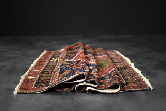 Image 1 of Vintage Hand-Woven Oriental Nomadic Tribal Shiraz Qashqai Rug, 1940s