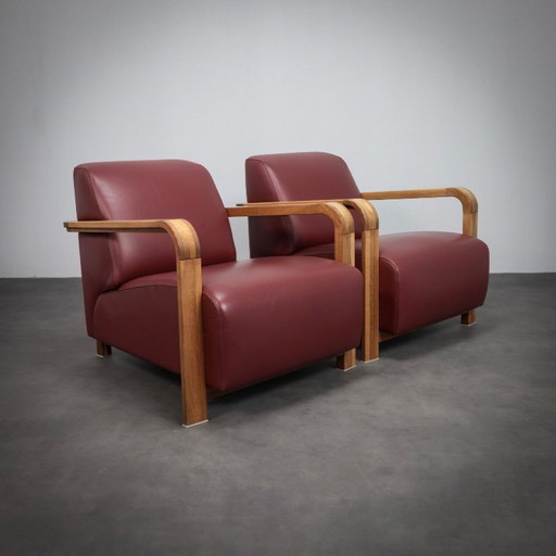 Een paar Hemingway-fauteuils van Hugo de Ruiter, Nederland, jaren 90.