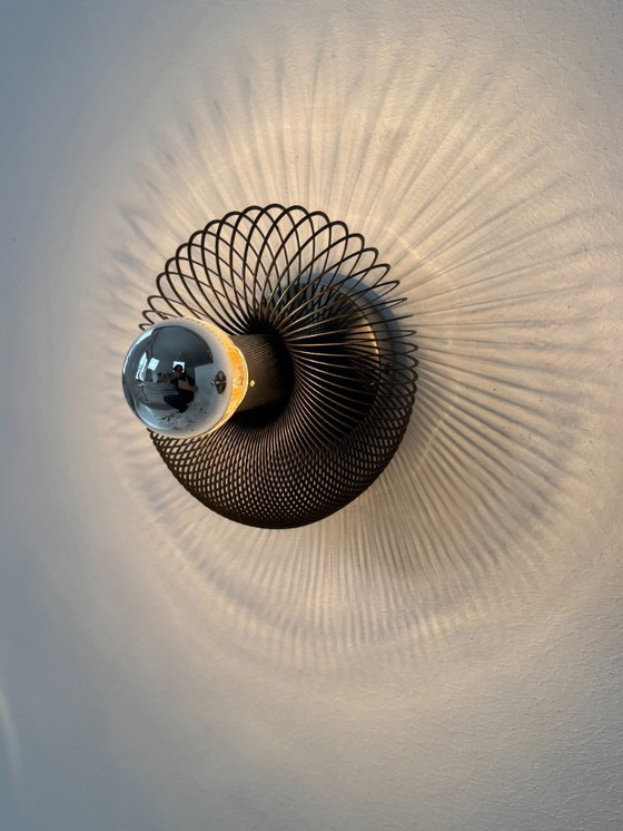 Image 1 of Pair of vintage spring wall lights, matte metal, France, 1970