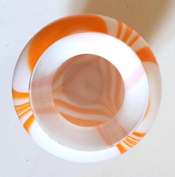 Image 1 of Murano Orange Vase By Carlo Moretti 70's Height 36 cm