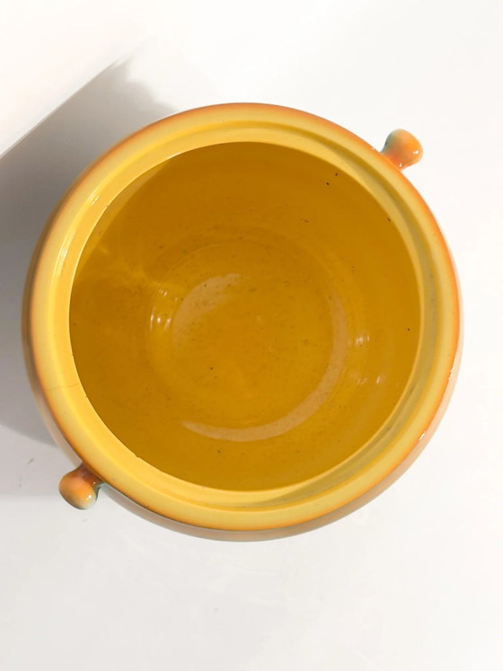 1950s Airbrushed Yellow and Green Cachepot Vase by Galvani Ceramics Pordenone – Mid Century Modern (photo 6 of 12)