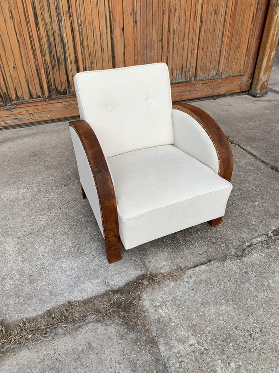 Art Deco Beige Lounge Chair, 1920s – Armchairs, Wood (photo 6 of 8)