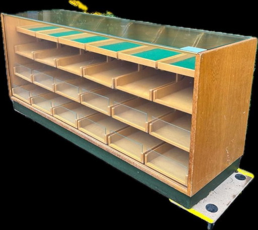Vintage winkelvitrine/toonbank 