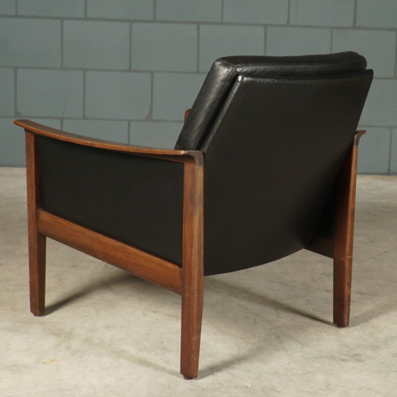 Image 1 of Fauteuil vintage en cuir noir - années 1960