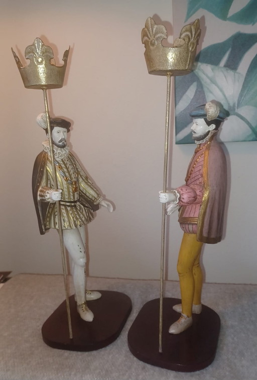 2 grote waxinekaars houders Victorian period beelden kandelaar