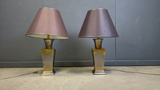 Image 1 of Lampade da tavolo vintage in peltro, anni '70 - set da 2