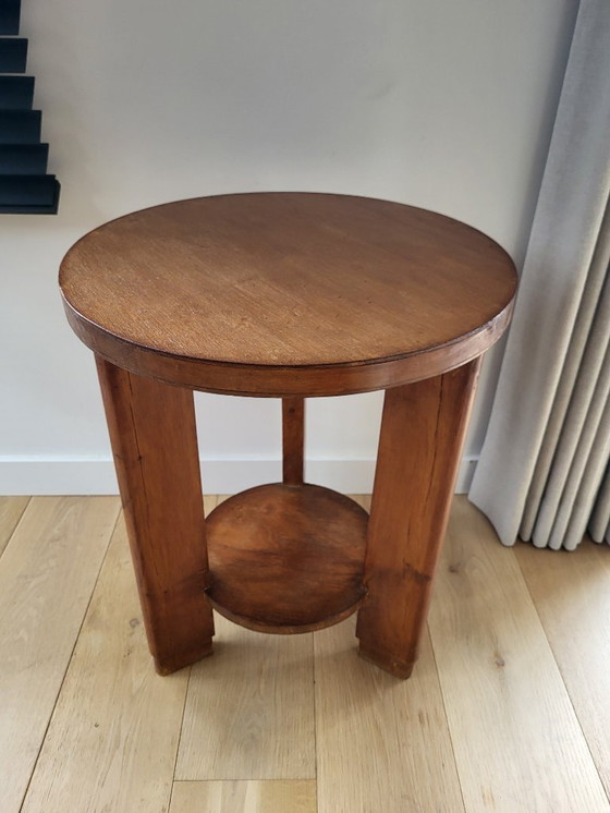 Image 1 of Mesa auxiliar ovalada de madera Art Déco o mesa para plantas