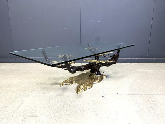 Image 1 of Tavolino da caffè vintage in ottone a forma di bonsai di Willy Daro, anni '70