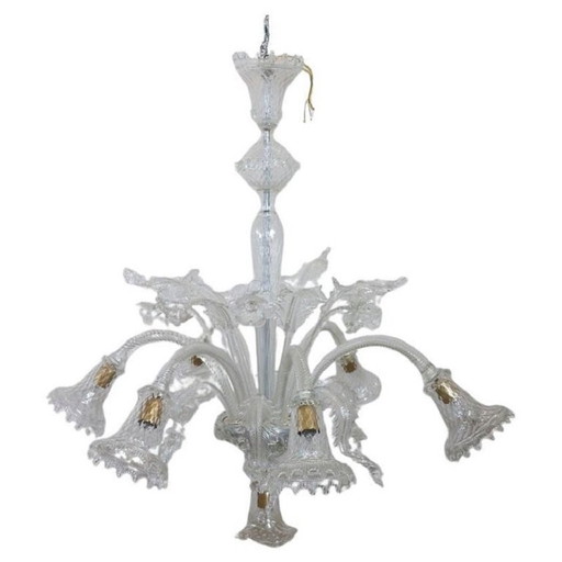 Transparent Murano Glass Chandelier, 1980s