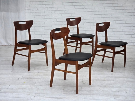 Image 1 of Set di 4 sedie da pranzo rivestite, design danese, anni '60.