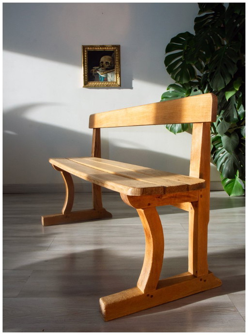 Banc d'ecole en bois massif début XX -ème